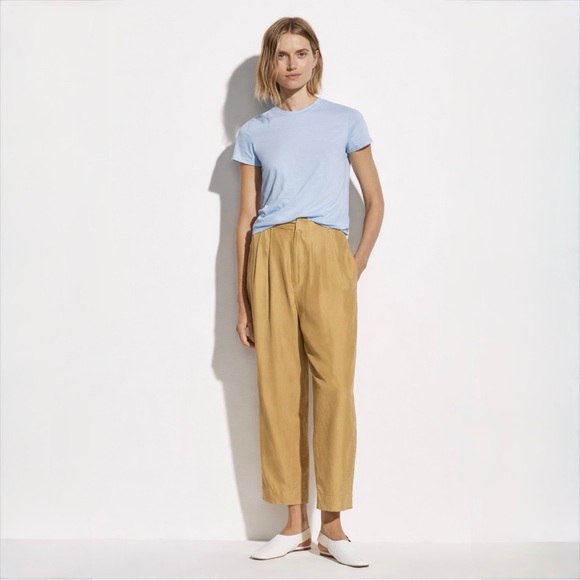 Massimo Dutti Pants - Massimo Dutti Linen Lyocell Cropped Pants High Rise Beige XS Size US 2
